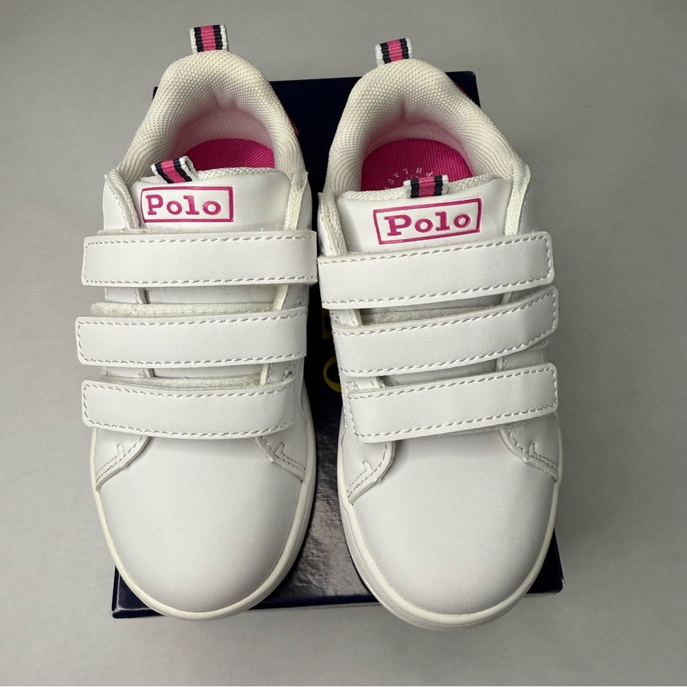 Polo by Ralph Lauren White and Pink Velcro Sneakers